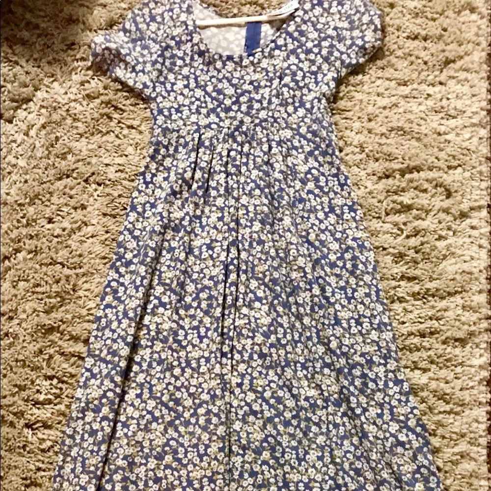 Cornflower Blue Dress With White Flowers